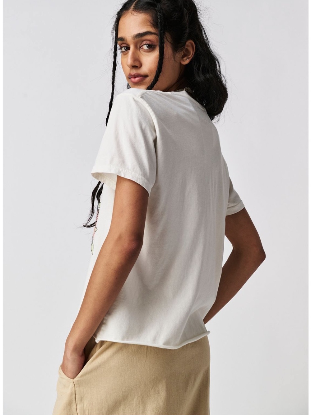 Free People Brand Off-White Tropical Graphic Tee - Hawaiian Design - Picture 3 of 8